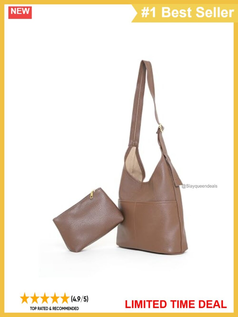 Slouchy Hobo Bag Vegan Leather Large Tote with Coin Purse Crossbody